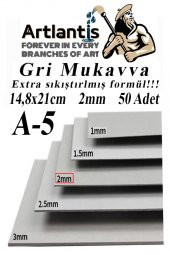 A5 Mukavva Gri 2 mm 50 Adet 1 Paket 14,8x21 cm A-5 Mukavva 2,0 mm Kalınlığında A-4 Mukavva - 1