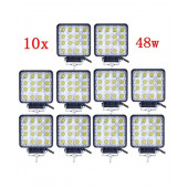 Off Road Sis Farı - Lambası 16 Led Kare Çalışma Lambası (10 Adet) - 1