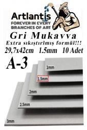 A3 Mukavva Gri 1.5 mm 10 Adet 1 Paket 29.7x42 cm A-3 Mukavva 1,5 mm Kalınlığında A-3 Mukavva - 1