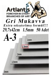 A3 Mukavva Gri 1.5 mm 50 Adet 1 Paket 29.7x42 cm A-3 Mukavva 1,5 mm Kalınlığında A-3 Mukavva - 1