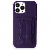 HDD iPhone 14 Pro Kılıf HD Deri Kartvizitli Kapak  Derin Mor - 4