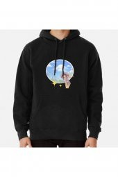 90s Style Retro Anime Girl In Pink Summer Hat Baskılı Kapşonlu Sweatshirt Hoodie - 1