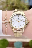 Daniel Klein DKISTE879 Gold Renk Kadın Kol Saati ve Bileklik - 3