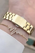 Daniel Klein DKISTE879 Gold Renk Kadın Kol Saati ve Bileklik - 5