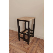 Katlanabillir Metal Ahşap Basamaklı Tabure Merdiven Çiçeklik Çok Amaçlı Tabure Siyah Demirli - 2