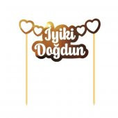 Pasta Üstü İyi Ki Doğdun Yaldızlı Gold - 2