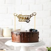 Pasta Üstü Happy Bırthday Yaldızlı Gold - 1