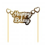 Pasta Üstü Happy Bırthday Yaldızlı Gold - 2