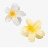 2'li Kadın Lotus Saç Tokası 8cm ( Beyaz - Sarı) - 1