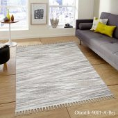 Orkide Home Dekoratif Gri Bej Otantik Dokuma Halı - 1