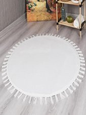 Orkide Home Dekoratif Modern Rabbit Peluş Püskül Saçaklı Yuvarlak Halı - 1