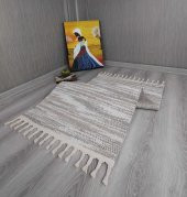 Orkide Home Dekoratif Gri Bej Otantik Dokuma Halı - 4