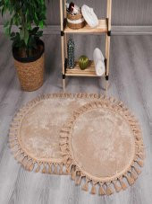 Orkide Home Dekoratif Modern Simirna Örgü Saçaklı 50x80 Oval Banyom Klozet Takımı - 1
