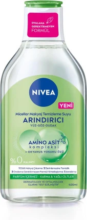 Nıvea Micellar Makyaj Temizleme Suyu Arındırıcı ve Matlaştırıcı 400 ml, Yüz, Göz ve Dudak Temizleyic - 1
