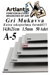 A5 Mukavva Gri 1.5 mm 50 Adet 1 Paket 14,8x21 cm A-5 Mukavva 1,5 mm Kalınlığında A-5 Mukavva - 1
