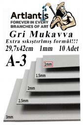 A3 Mukavva Gri 1.0mm 10 Adet 1 Paket 29.7x42 cm A-3 Mukavva 1,0 mm Kalınlığında A-3 Mukavva - 1