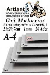A4 Mukavva Gri 1.0mm 20 Adet 1 Paket 21x29,7 cm A-4 Mukavva 1,0 mm Kalınlığında A-4 Mukavva - 1