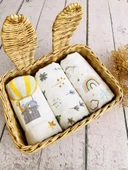 3 Adet 110x110 Çok Amaçlı Müslin Bezi Örtü Battaniye thumbnail 1