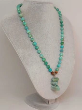 Amazonit Taşı Royal Düğümlü Unisex Tasarım Kolye 8mm (45030) thumbnail 5