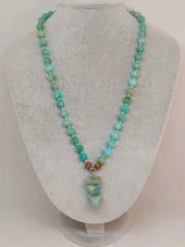 Amazonit Taşı Royal Düğümlü Unisex Tasarım Kolye 8mm (45030) thumbnail 3