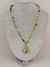 Prehnit Taşı Düğümlü Unisex Tasarım Kolye 8mm (45050) thumbnail 2