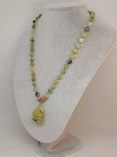 Prehnit Taşı Düğümlü Unisex Tasarım Kolye 8mm (45050) thumbnail 5