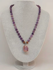 Ametist Taşı Düğümlü Unisex Tasarım Kolye 8mm (45055) thumbnail 2