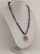 Ametist Taşı Düğümlü Unisex Tasarım Kolye 8mm (45055) thumbnail 5