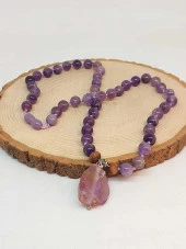 Ametist Taşı Düğümlü Unisex Tasarım Kolye 8mm (45055) thumbnail 1