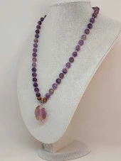 Ametist Taşı Düğümlü Unisex Tasarım Kolye 8mm (45055) thumbnail 4