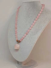 Pembe Kuvars Taşı Düğümlü Unisex Tasarım Kolye 8mm (45065) thumbnail 5