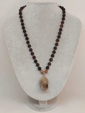 Dumanlı Kuvars Taşı Düğümlü Unisex Tasarım Kolye 8mm (45070) thumbnail 2