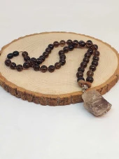 Dumanlı Kuvars Taşı Düğümlü Unisex Tasarım Kolye 8mm (45070) thumbnail 1