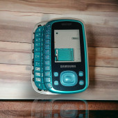 Samsung B3310 Kasa Samsung B3310 Uyumlu Mavi Gri Renk Orta Kasa Ön Kapak Arka Kapak Tuş Takımı - 1