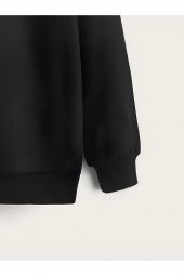 Çocuk Unisex Bisiklet Yaka Hey Its Me Baskılı Sweatshirt - Siyah - 3
