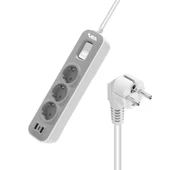 Vea VE-NOVA103U A Class 3'lü Anahtarlı 1.5 Metre Grup Priz Uzatma Kablosu 2 Usb Akım Korumalı Priz 4000 Watt 16 Amper - 5