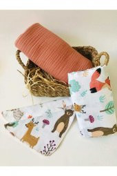 4 Katlı 2 Adet Çok Amaçlı Müslin Örtü Battaniye Seti - 1