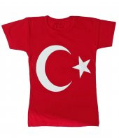 Türk Bayraklı Tişört Pamuklu Kırmızı Çocuk T-shirt- 3 yaş - 1