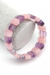 Ametist - Pembe Kuvars Doğal Taş Bileklik 10 x 20 mm Özel Kesim thumbnail 1