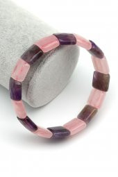 Ametist - Pembe Kuvars Doğal Taş Bileklik 13 x 15 mm Özel Kesim thumbnail 1