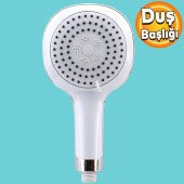 Banyo Duş Başlığı Fiskiyesi Telefonu Yuvarlak Başlık Beyaz - 1