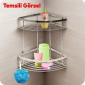 Köşelik Ilgaz Banyo Krom 2 Katlı Şampuan Askı Kese Sabun Duş Malzeme Estetik Köşe Raf Muhafaza - 2