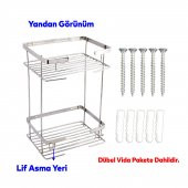 Kare Köşelik Ilgaz Banyo Köşe Raf Krom 2 Katlı Şampuan Askı Kese Sabun Duş Malzeme Estetik Muhafaza - 4