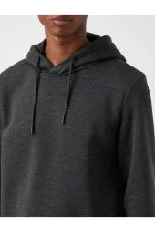 Basic Kapşonlu Sweatshirt Şardonlu - 9