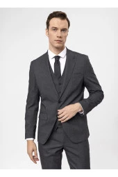 Süvari Normal Bel Slim Fit Siyah Erkek Takım Elbise TK1020000270 - 4
