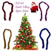 4'lü Simli Yılbaşı Çam Ağacı Süsleri - 8 mt - 1