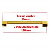 Mobilya Banyo Mutfak Dolabı Çekmece Dolap Kapak Kulpu Kulbu Gold Altın 160 mm Metal Kulp thumbnail 4
