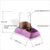 Büyük 3 Lt. Şeffaf Hazneli Otomatik Kendi Dolduran Boşaltan Kedi Maması Kabı Kutusu Haznesi Tabağı - 4