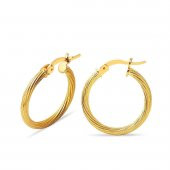 Çizgili 22 Ayar Altın Halka Küpe 3 cm. thumbnail 1