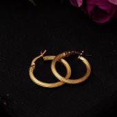 Çizgili 22 Ayar Altın Halka Küpe 3 cm. thumbnail 2